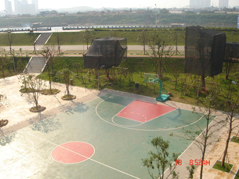胜利小区丙烯酸篮球场及球架铺装